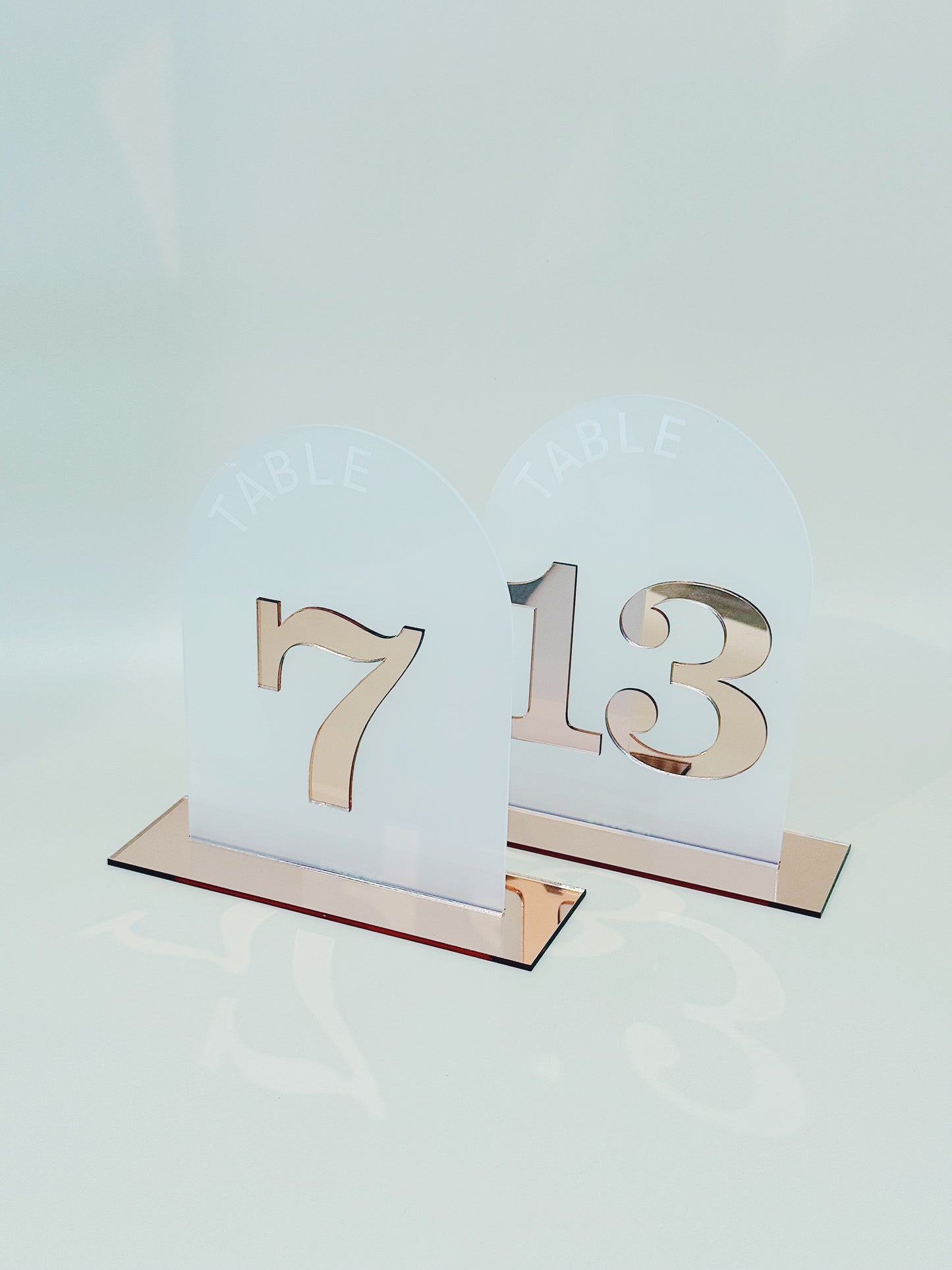 Rose gold table numbers