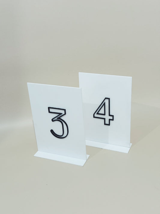 White & black table numbers