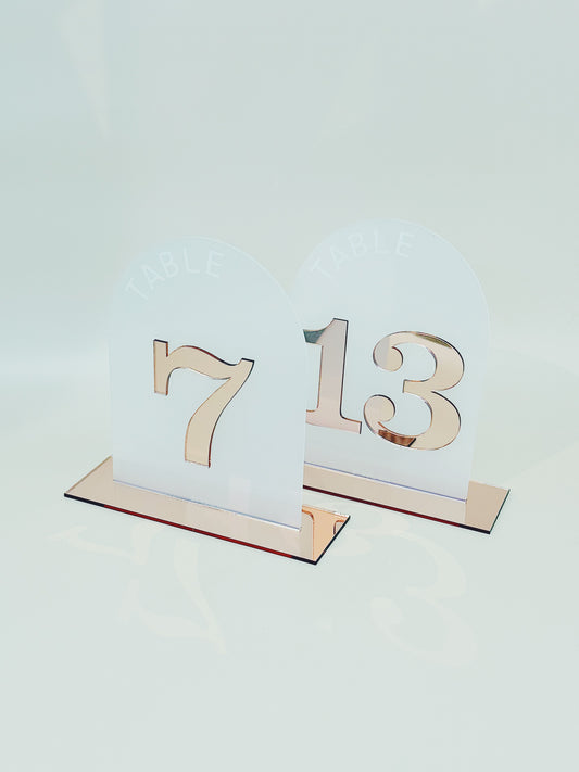 Rose gold table numbers
